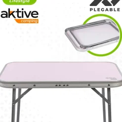 Aktive Mesa plegable de aluminio 60x40x50 cm