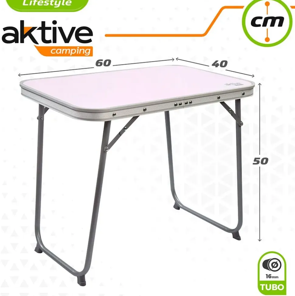 Aktive Mesa plegable de aluminio 60x40x50 cm