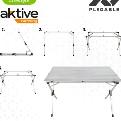 Aktive Mesa 110x70x70 cm Aluminium Folding