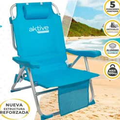 Aktive Mochila Silla Plegable 5 Posiciones Aluminio 66x58x80 cm