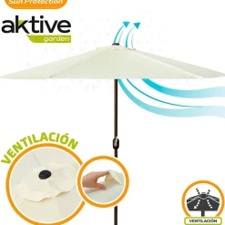 Aktive Parasol hexagonal con protección UV y mástil Aluminio 270 cm 38 mm 240 cm