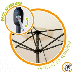 Aktive Parasol hexagonal con protección UV y mástil Aluminio 270 cm 38 mm 240 cm