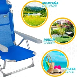 Aktive Silla de Playa Alta Textil 62x60x90 cm