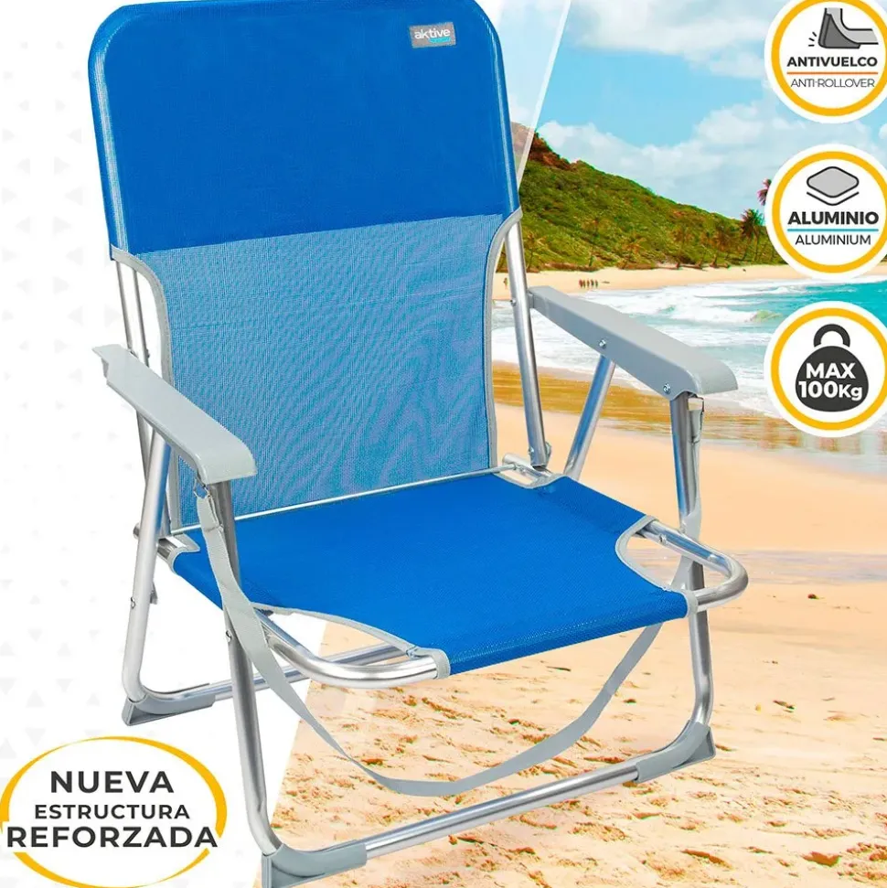 Aktive Silla plegable fija con asa Aluminio 55x34x71 cm