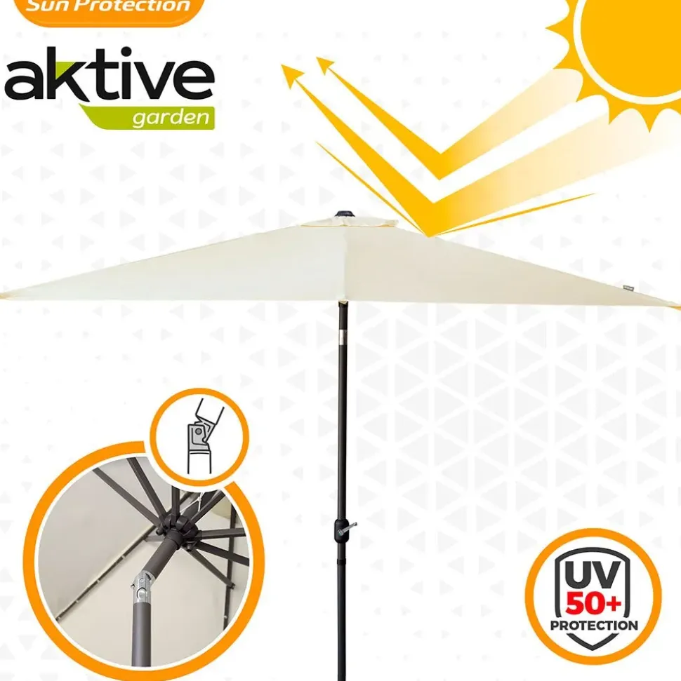 Aktive Sombrilla cuadrada con protección UV para poste alto Aluminio 270x270 cm 38 mm 260 cm