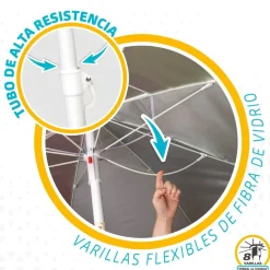 Aktive Sombrilla de Playa con Ventilación Superior Protección UV50 200 cm