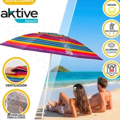 Aktive Sombrilla de Playa con Ventilación y Protección UV50 200 cm