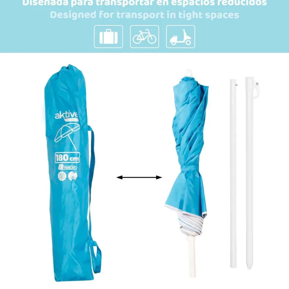 Aktive Sombrilla de playa plegable UV50 180 cm