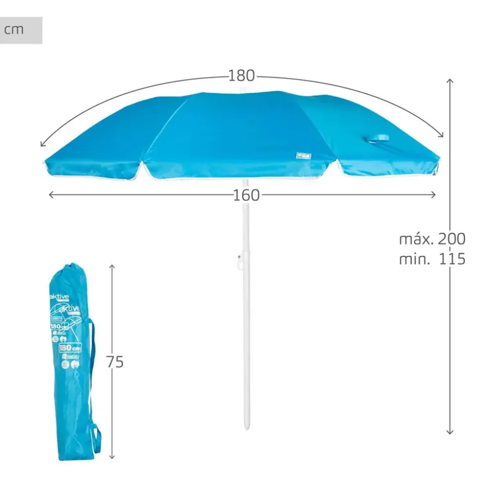 Aktive Sombrilla de playa plegable UV50 180 cm