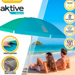 Aktive Sombrilla de playa resistente al viento con protección UV50 220 cm