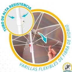 Aktive Sombrilla de playa resistente al viento con protección UV50 180 cm