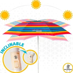 Aktive Sombrilla de playa resistente al viento con protección UV50 180 cm