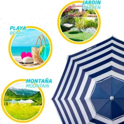 Aktive Sombrilla de playa Windbreaker Beach Umbrella 8 Rods 220 Cm Marine