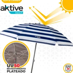 Aktive Sombrilla de playa Windbreaker Beach Umbrella 8 Rods 220 Cm Marine