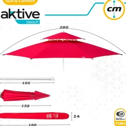 Aktive Sombrilla Octogonal con Poste de Metal Doble Techo y Protección UV30 280 cm reacondicionado