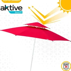 Aktive Sombrilla Octogonal con Poste de Metal Doble Techo y Protección UV30 280 cm reacondicionado