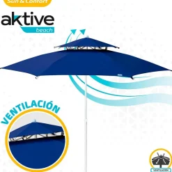 Aktive Sombrilla octogonal con poste de metal doble techo y protección UV30 280 cm