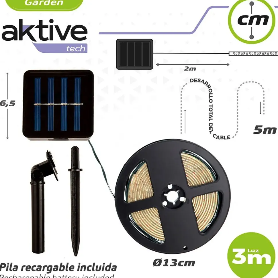 Aktive Tiras LED solares multicolores autoadhesivas