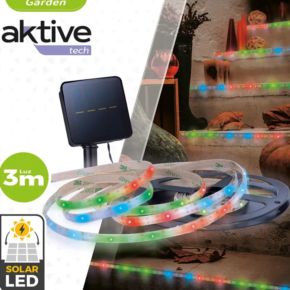 Aktive Tiras LED solares multicolores autoadhesivas