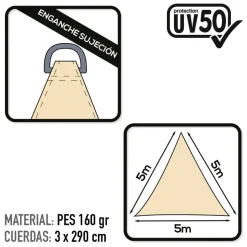Aktive Toldo triangular con protección UV50 500x500x500 cm