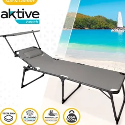Aktive Tumbona Plegable Con Parasol Y Cojín