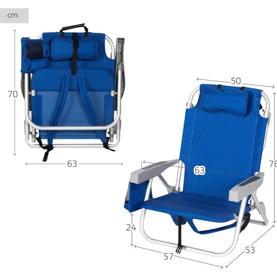 Aktive 62353 XXL silla plegable baja multiposición 57x53x78 cm