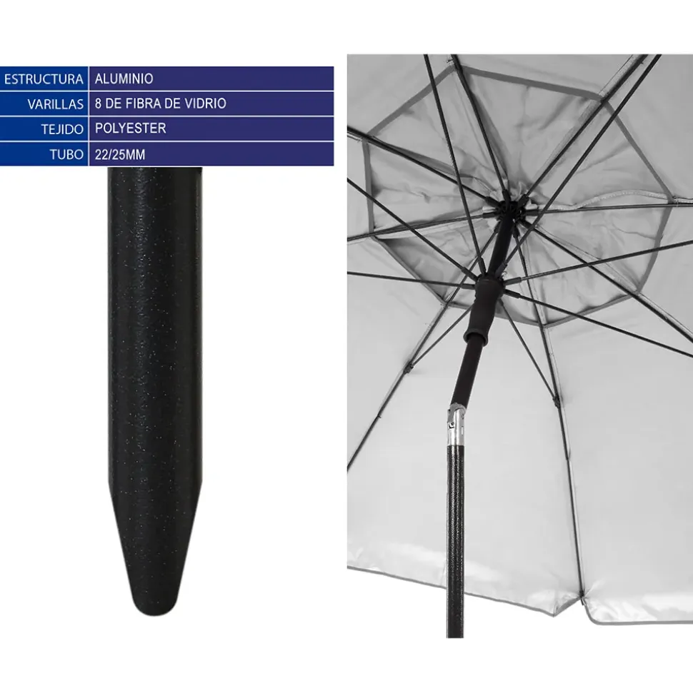 Atosa Parasol Aluminio 22/25 mm Orientable OxFord 180 cm