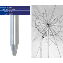 Atosa Parasol Orientable con Faldón/Metal UPF 3 Nylon Surtido 29/32 mm 220 cm