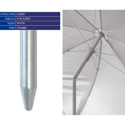 Atosa Parasol orientable con faldón/metálico UPF 3 Nylon Surtido 19/22 mm 180 cm