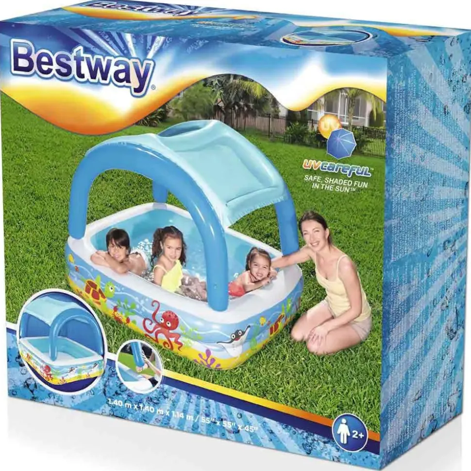 Bestway Con piscina inflable cuadrada con toldo 147x147x122 cm