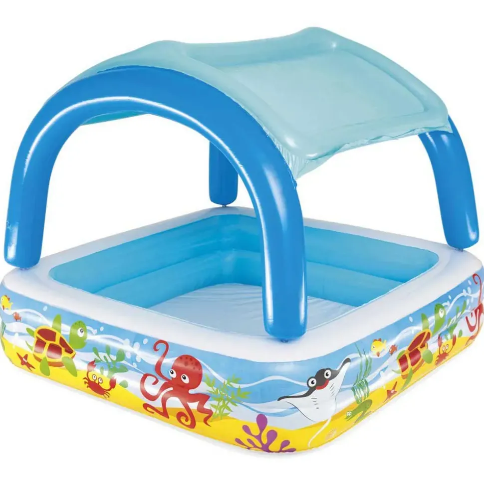 Bestway Con piscina inflable cuadrada con toldo 147x147x122 cm