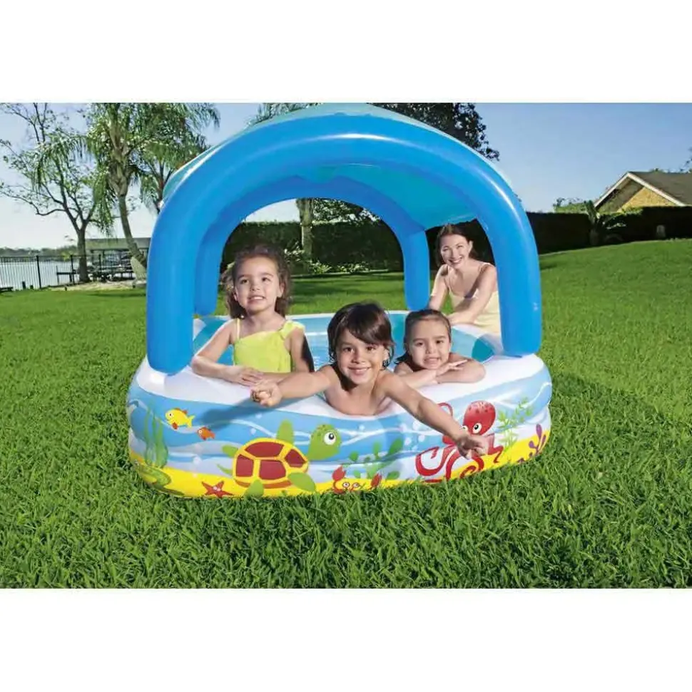 Bestway Con piscina inflable cuadrada con toldo 147x147x122 cm