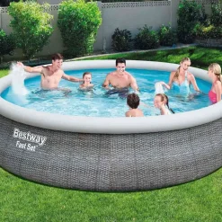Bestway Piscina hinchable redonda Fast Set Rattan 457x107 cm