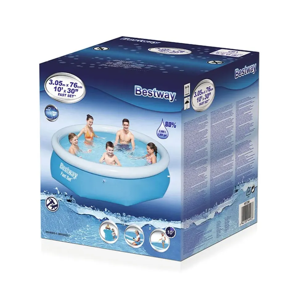 Bestway Piscina inflable redonda de instalación rápida Ø sin depuradora 305x76 cm