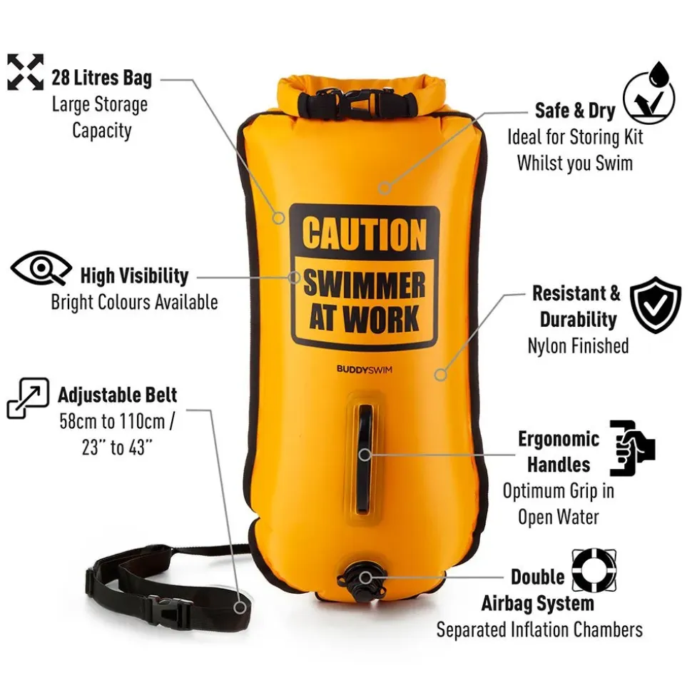 Buddyswim Boya Caution Swimmer At Work 28L