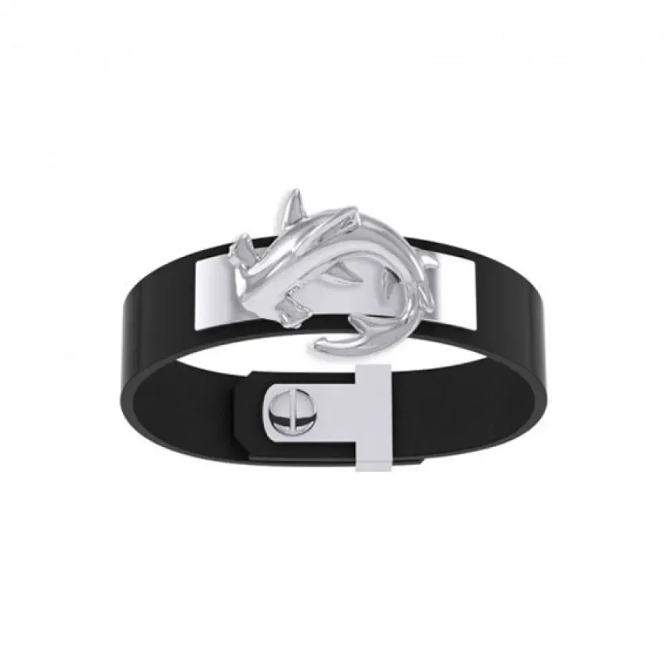 Dive Silver Pulsera Hammerhead Shark Leather