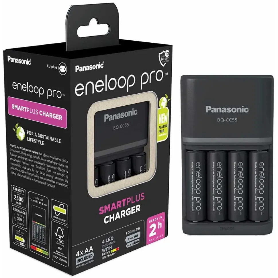 Eneloop Cargador de batería BQ-CC55/+4AA