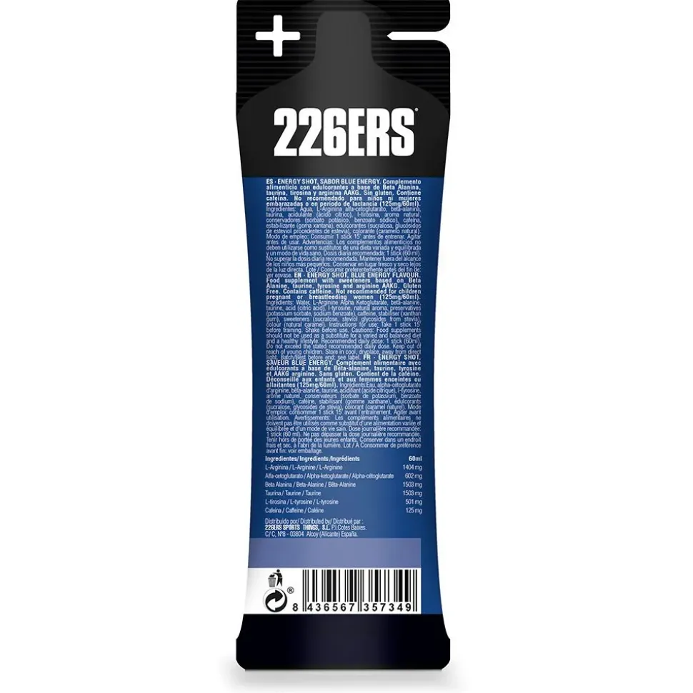 226ERS Bebida energética monodosis Shot MID125mg CAFF Energía azul 60ml