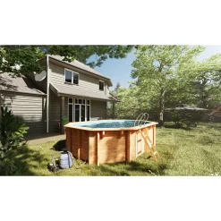 Gre Revestimiento de piscina de madera Canelle 2 Oval Reacondicionado