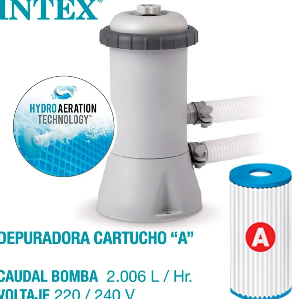 Intex Bomba de piscina con filtro de cartucho y marco de metal 450x220x84 cm reacondicionado
