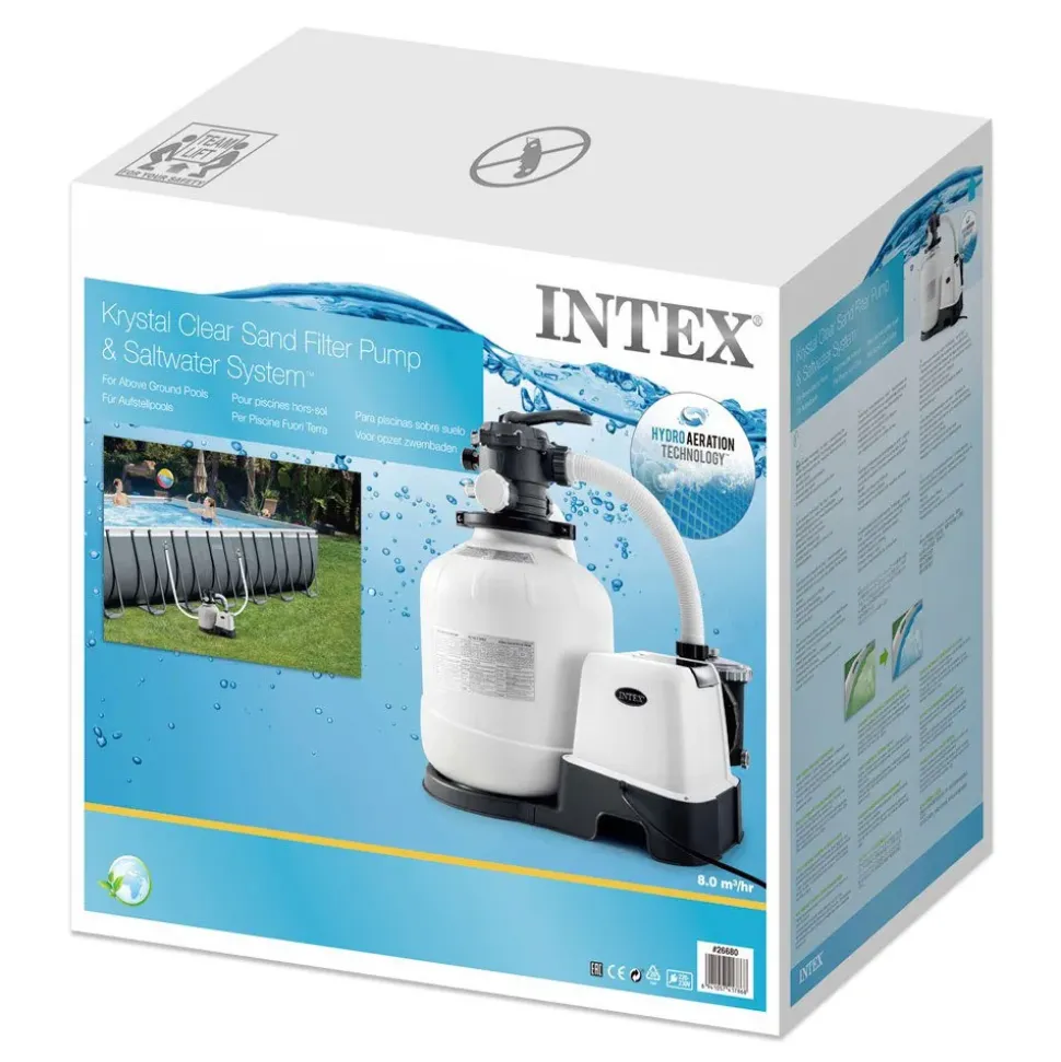 Intex Filtro de arena para planta de tratamiento Qx2600 con cloración salina Krystal Clear 11G/H 56800 L