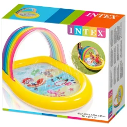 Intex Niños del arcoíris con dosel y piscina de aspersores