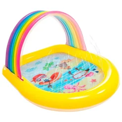 Intex Niños del arcoíris con dosel y piscina de aspersores