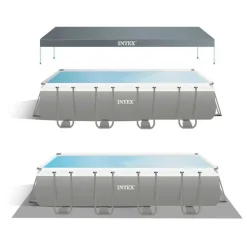 Intex Piscina rectangular con marco sobre el suelo Acero Ultra XTR 549x274x132 cm