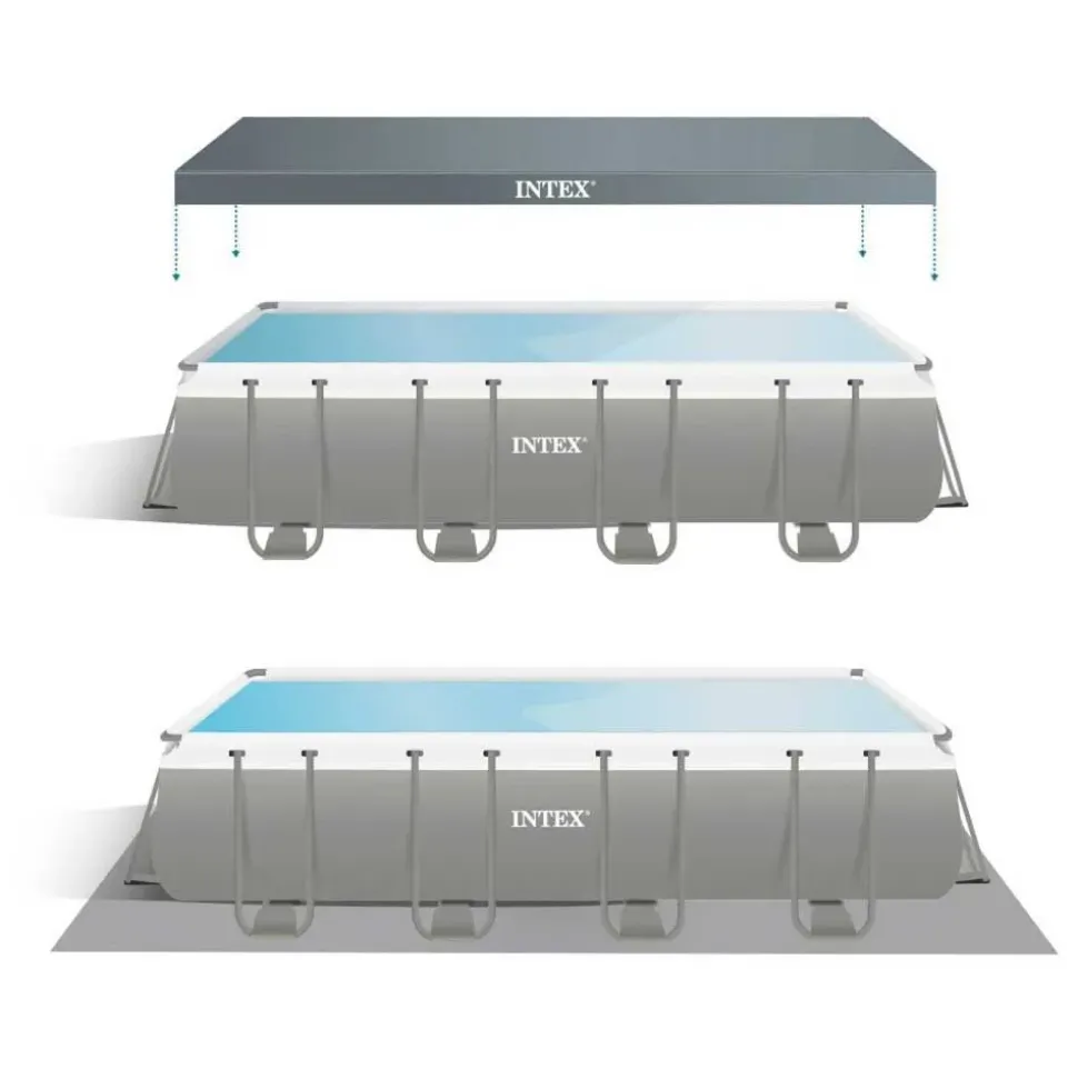 Intex Piscina rectangular con marco sobre el suelo Acero Ultra XTR 549x274x132 cm
