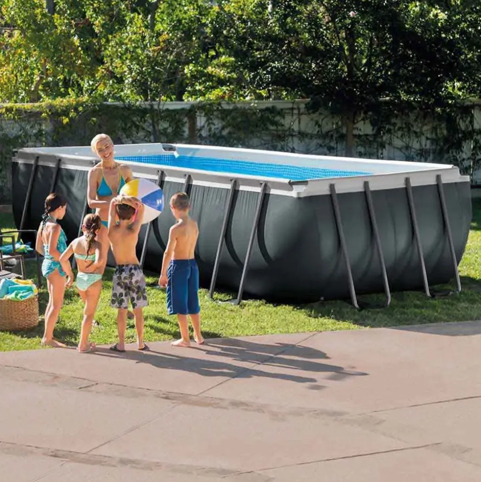 Intex Piscina rectangular con marco sobre el suelo Acero Ultra XTR 549x274x132 cm