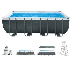 Intex Piscina rectangular con marco sobre el suelo Acero Ultra XTR 549x274x132 cm