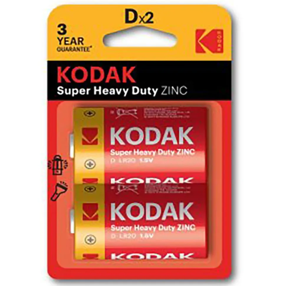 Kodak Pilas alcalinas Extra Heavy Duty Zinc Lr20 2 unidades