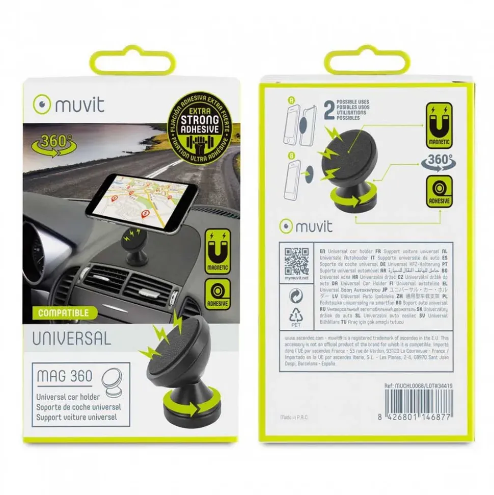 Muvit Soporte Rotary Magnetic Dashboard Universal Car