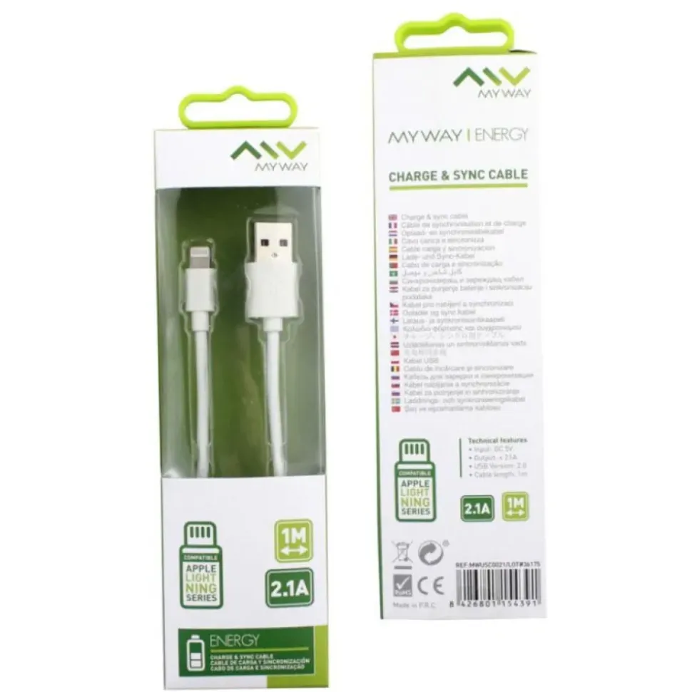 MyWay Cable USB a Lightning 1M 2.1A